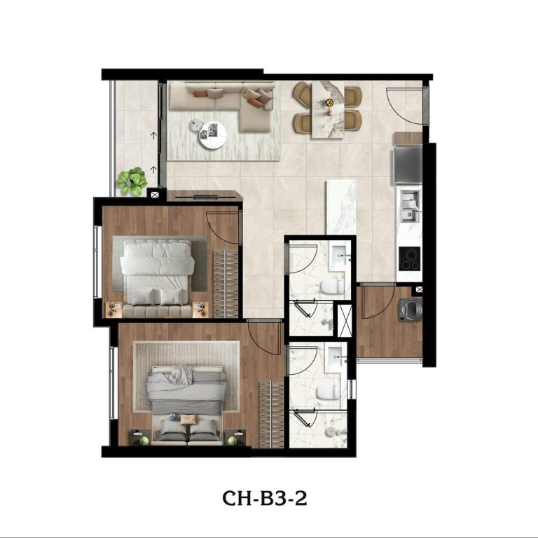 Layout Ch 2 Pn Dự án The Privé Đất Xanh Quận 2
