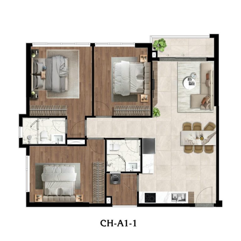 Layout Ch 3 Pn Dự án The Privé Đất Xanh Quận 2