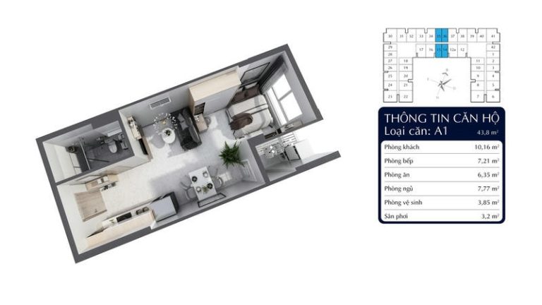 Mặt bằng căn hộ A1 Dự án Felice Homes Thuận An